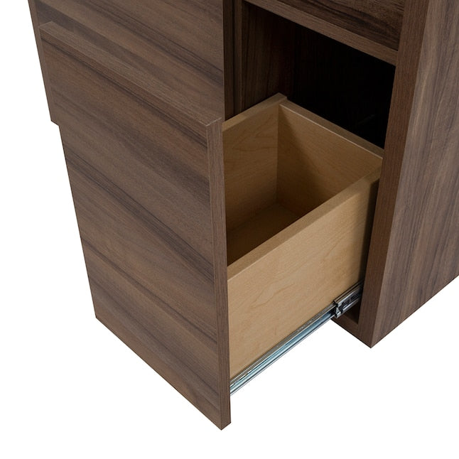 Diamond NOW Hollis 30-in Caramel Mist Brown Woodgrain Single Sink Floating Bathroom Vanity with White Cultured Marble Top