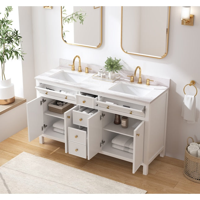 allen + roth St. Ives 48-in Muse Gray Undermount Single Sink Bathroom Vanity with Carrara Engineered Marble Top