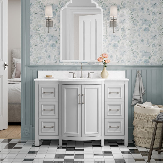 allen + roth St. Ives 48-in Muse Gray Undermount Single Sink Bathroom Vanity with Carrara Engineered Marble Top