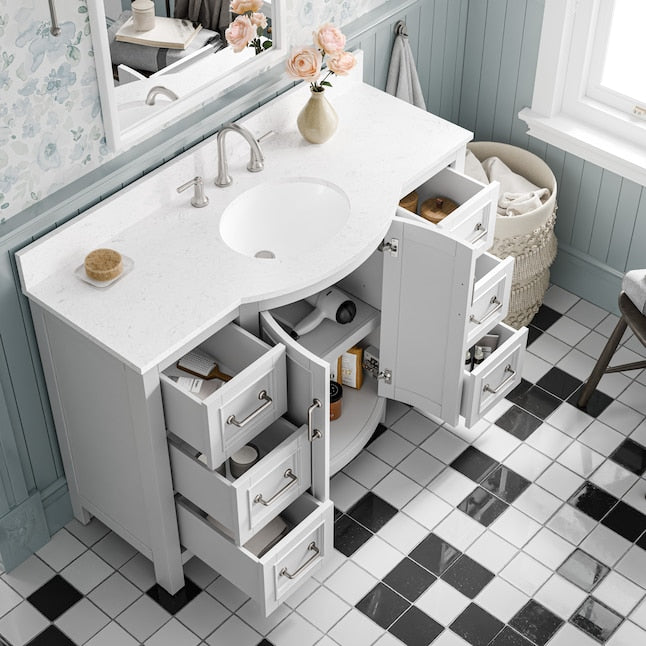 allen + roth St. Ives 48-in Muse Gray Undermount Single Sink Bathroom Vanity with Carrara Engineered Marble Top