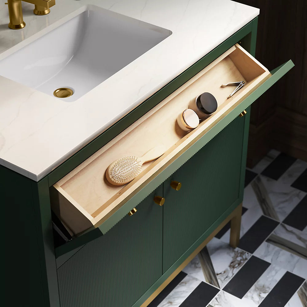 Calpa™ 36" bathroom vanity cabinet with sink and quartz top K-32760-EMG