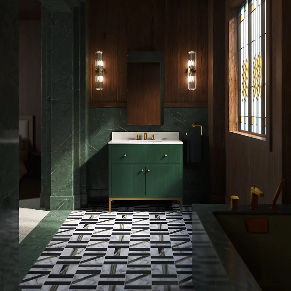 Calpa™ 36" bathroom vanity cabinet with sink and quartz top K-32760-EMG