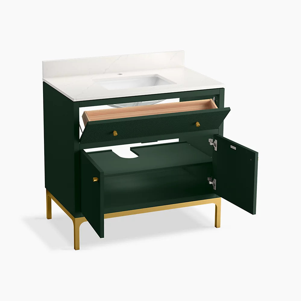 Calpa™ 36" bathroom vanity cabinet with sink and quartz top K-32760-EMG