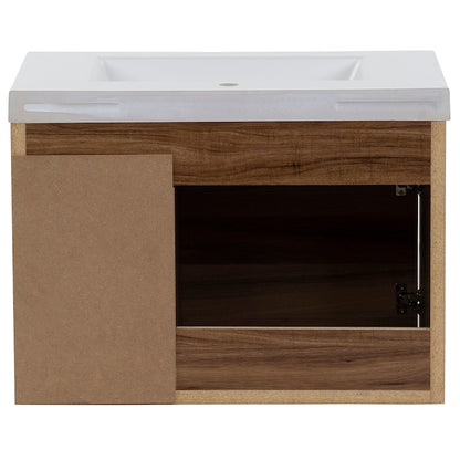 Diamond NOW Hollis 30-in Caramel Mist Brown Woodgrain Single Sink Floating Bathroom Vanity with White Cultured Marble Top