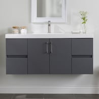 Diamond NOW Vienna 48-in Cement Gray Single Sink Floating Bathroom Vanity with White Cultured Marble Top
