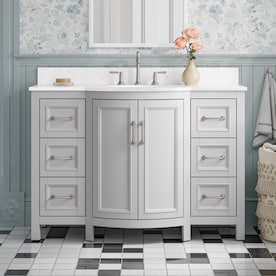 allen + roth St. Ives 48-in Muse Gray Undermount Single Sink Bathroom Vanity with Carrara Engineered Marble Top