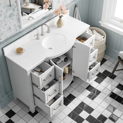 allen + roth St. Ives 48-in Muse Gray Undermount Single Sink Bathroom Vanity with Carrara Engineered Marble Top